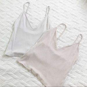 Set of 2 Brandy Melville Camis White and Beige